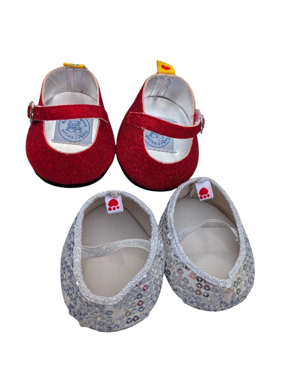 Build-a-Bear Sparkle Flats - Red and Silver